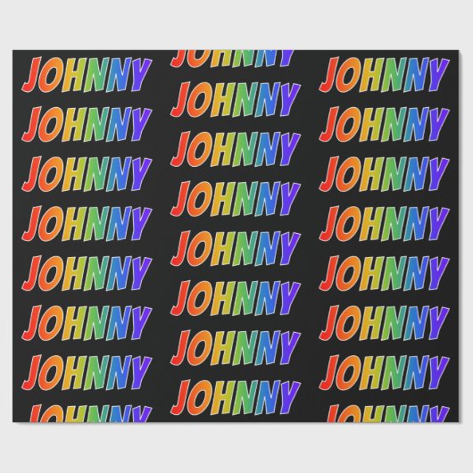 レインボー名「JOHNNY」;おもしろいカラフル& ラッピングペーパー (フラット)