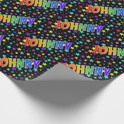 レインボー名「JOHNNY」 +星 ラッピングペーパー (角)