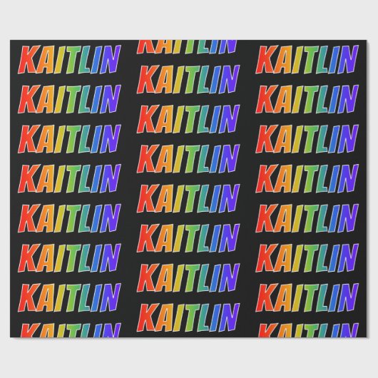 レインボー名「KAITLIN」;おもしろい&カラフル ラッピングペーパー (フラット)