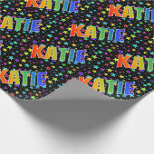 レインボー名"KATIE" +星 ラッピングペーパー (角)