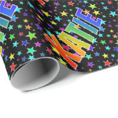 レインボー名"KATIE" +星 ラッピングペーパー (ロールコーナー)