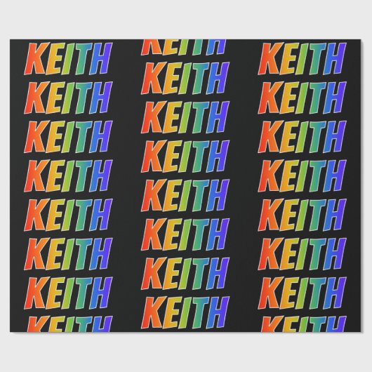 レインボー名「KEITH」;おもしろいカラフル& ラッピングペーパー (フラット)