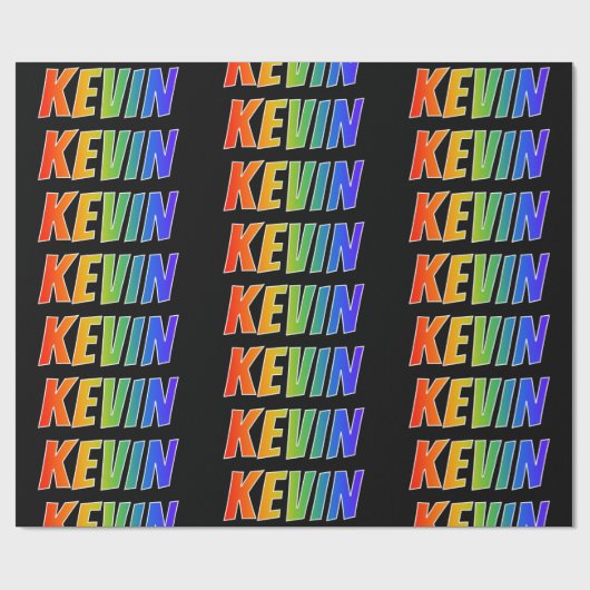 レインボー名「KEVIN」、おもしろいおよびカラフル ラッピングペーパー (フラット)