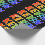 レインボー名「KEVIN」、おもしろいおよびカラフル ラッピングペーパー (角)