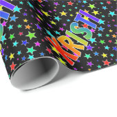 レインボー名"KRISTI" +星 ラッピングペーパー (ロールコーナー)