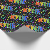 レインボー名"KYLIE" +星 ラッピングペーパー (角)