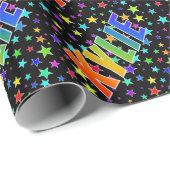 レインボー名"KYLIE" +星 ラッピングペーパー (ロールコーナー)