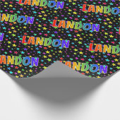 レインボー名"LANDON" +星 ラッピングペーパー (角)