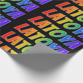 レインボー名「LATOYA」;おもしろいカラフル&タグ ラッピングペーパー (角)