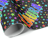 レインボー名"LAURA" +星 ラッピングペーパー (ロールコーナー)