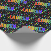 レインボー名"LAUREN" +星 ラッピングペーパー (角)