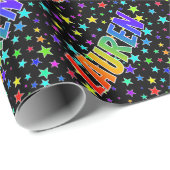 レインボー名"LAUREN" +星 ラッピングペーパー (ロールコーナー)