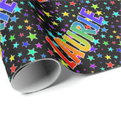 レインボー名"LAURIE" +星 ラッピングペーパー (ロールコーナー)