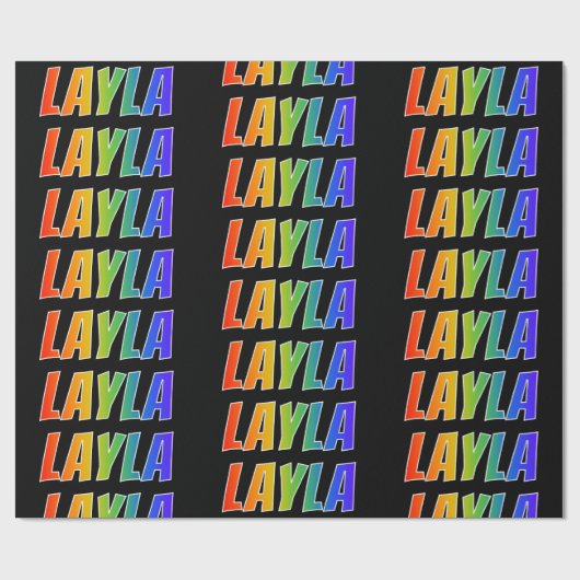 レインボー名"LAYLA";おもしろい&カラフル ラッピングペーパー (フラット)