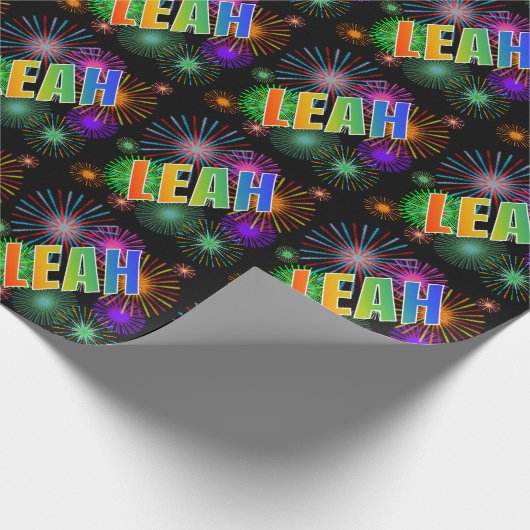 レインボー名「LEAH」 + Fireworks ラッピングペーパー (角)