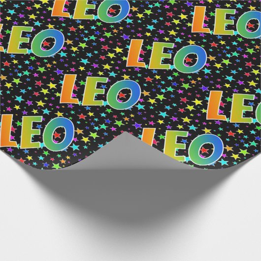 レインボー名"LEO" +星 ラッピングペーパー (角)