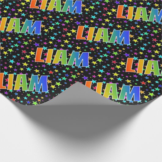 レインボー名"LIAM" +星 ラッピングペーパー (角)