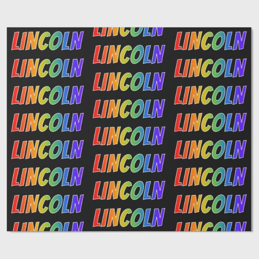 レインボー名"LINCOLN";おもしろい&カラフル ラッピングペーパー (フラット)
