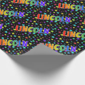 レインボー名"LINCOLN" +星 ラッピングペーパー (角)