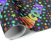 レインボー名"LINCOLN" +星 ラッピングペーパー (ロールコーナー)