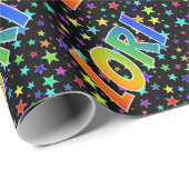 レインボー名"LORI" +星 ラッピングペーパー (ロールコーナー)