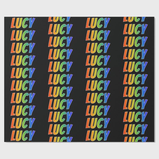 レインボー名「LUCY」;おもしろいカラフル&RAINBOW ラッピングペーパー (フラット)