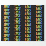 レインボー名「LUIS」;おもしろいカラフル& ラッピングペーパー<br><div class="desc">このおもしろいは鮮やか、エキサイティングなラッピング紙デザインは、着色パターンのようなカラフルレインボースペクトルを持つ共通のファーストネーム「LUIS」を特徴とする。黒い色の背景も特徴。このようなエキサイティングな包装紙は、ルイスという名前の人にプレゼントを包む与えおもしろいの方法かもしれない。[～Z0000354]</div>