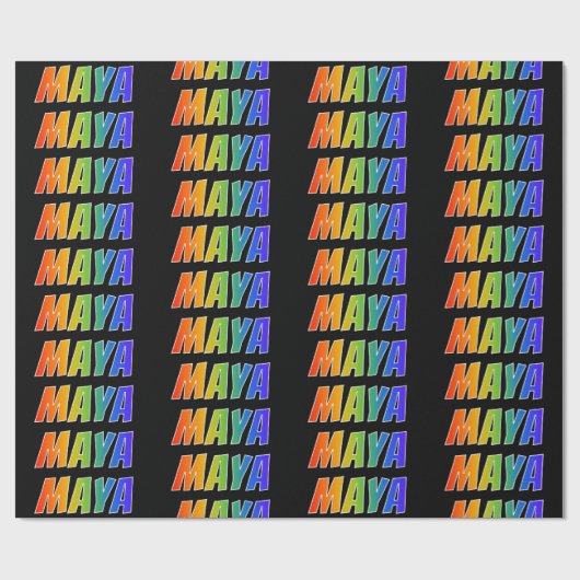 レインボー名"MAYA";おもしろい&カラフル ラッピングペーパー (フラット)