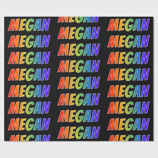 レインボー名"MEGAN";おもしろい&カラフルMEGAN ラッピングペーパー (フラット)