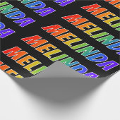 レインボー名「MELINDA」;おもしろいカラフル&ロゴ ラッピングペーパー (角)