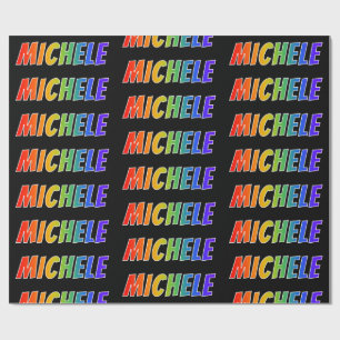 レインボー名「MICHELE」;おもしろい&カラフルL ラッピングペーパー