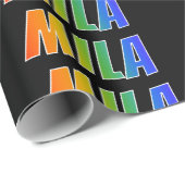 レインボー名「MILA」;おもしろいカラフル&メモリ ラッピングペーパー (ロールコーナー)