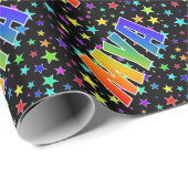 レインボー名"MYA" +星 ラッピングペーパー (ロールコーナー)