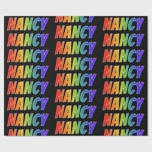 レインボー名「NANCY」;おもしろいカラフル& ラッピングペーパー (フラット)