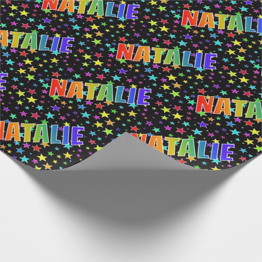 レインボー名"NATALIE" +星 ラッピングペーパー (角)