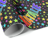レインボー名"NATALIE" +星 ラッピングペーパー (ロールコーナー)