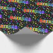 レインボー名"NATASHA" +星 ラッピングペーパー (角)
