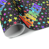 レインボー名"NEVAEH" +星 ラッピングペーパー (ロールコーナー)