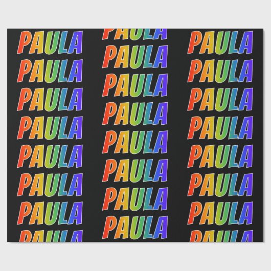 レインボー名"PAULA";おもしろい&カラフル ラッピングペーパー (フラット)