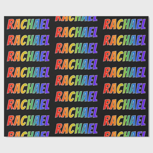 レインボー名"RACHAEL";おもしろい&カラフル ラッピングペーパー (フラット)