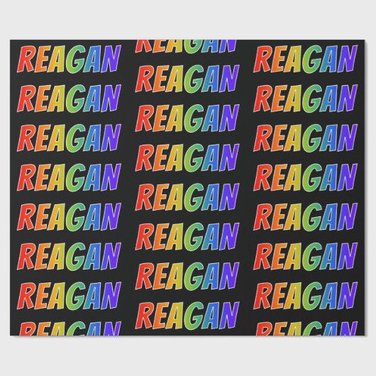 レインボー名「REAGAN」;おもしろい&カラフル ラッピングペーパー (フラット)