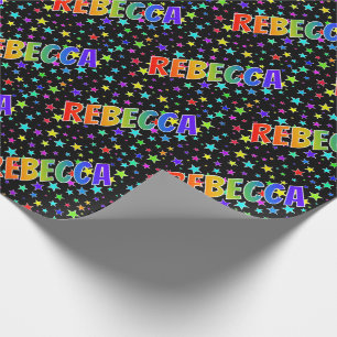 レインボー名"REBECCA" +星 ラッピングペーパー