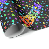 レインボー名"REBECCA" +星 ラッピングペーパー (ロールコーナー)