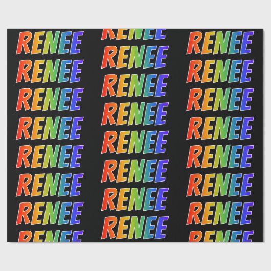 レインボー名"RENEE";おもしろい&カラフル ラッピングペーパー (フラット)