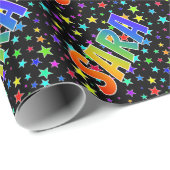 レインボー名「SARA」+スター ラッピングペーパー (ロールコーナー)