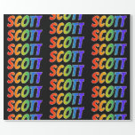レインボー名「SCOTT」;おもしろいカラフル& ラッピングペーパー<br><div class="desc">この色数々ののおもしろいラッピング紙デザインは、カラフルレインボー鮮やかスペクトルの着色パターンを持つ共通のファーストネーム「SCOTT」を特徴とインスパイアす。黒い色の背景も特徴。この鮮やかような包装紙は、スコットという名前の人にプレゼントや贈り物を包むおもしろいの与え方法であるかもしれない。[～Z0000354]</div>