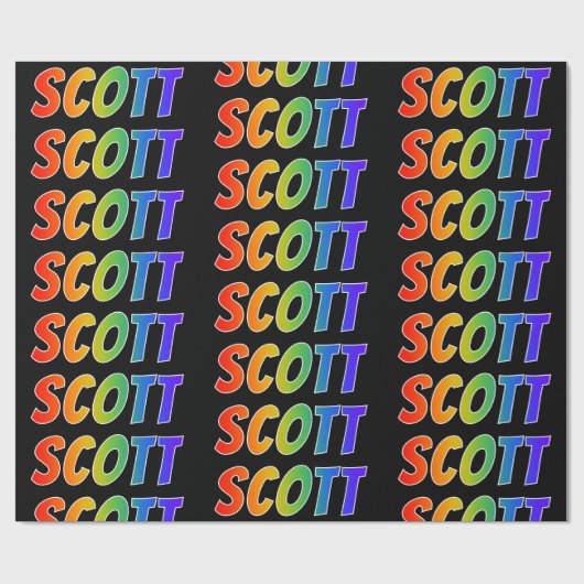 レインボー名「SCOTT」;おもしろいカラフル& ラッピングペーパー (フラット)