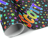 レインボー名"SCOTT" +星 ラッピングペーパー (ロールコーナー)