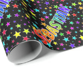 レインボー名"SEBASTIAN" +星 ラッピングペーパー (ロールコーナー)