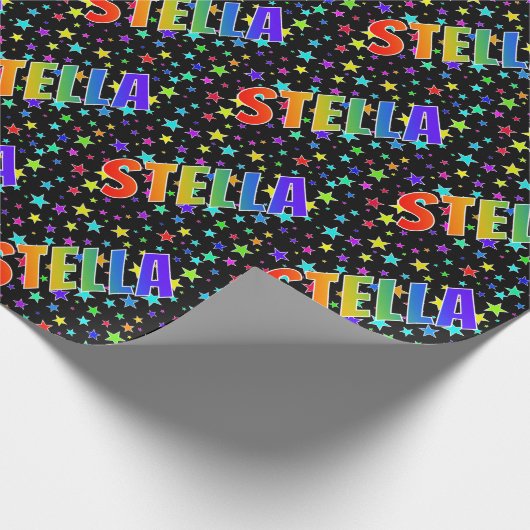 レインボー名"STELLA" +星 ラッピングペーパー (角)